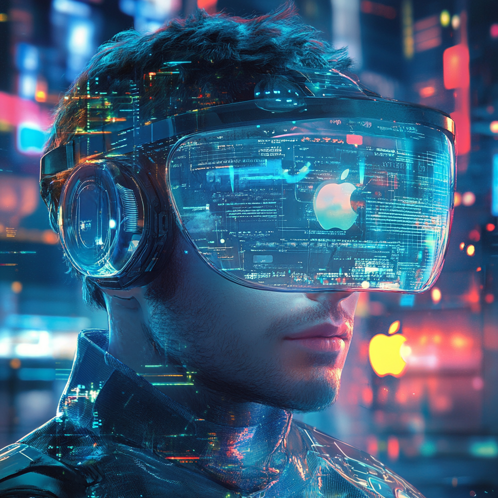 Man Wearing Apple VR Headset