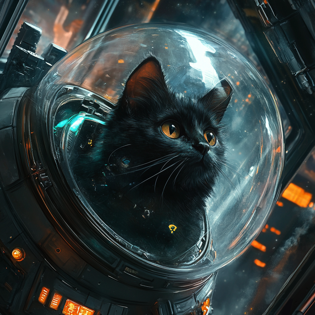 Black Cat Astronaut in Space