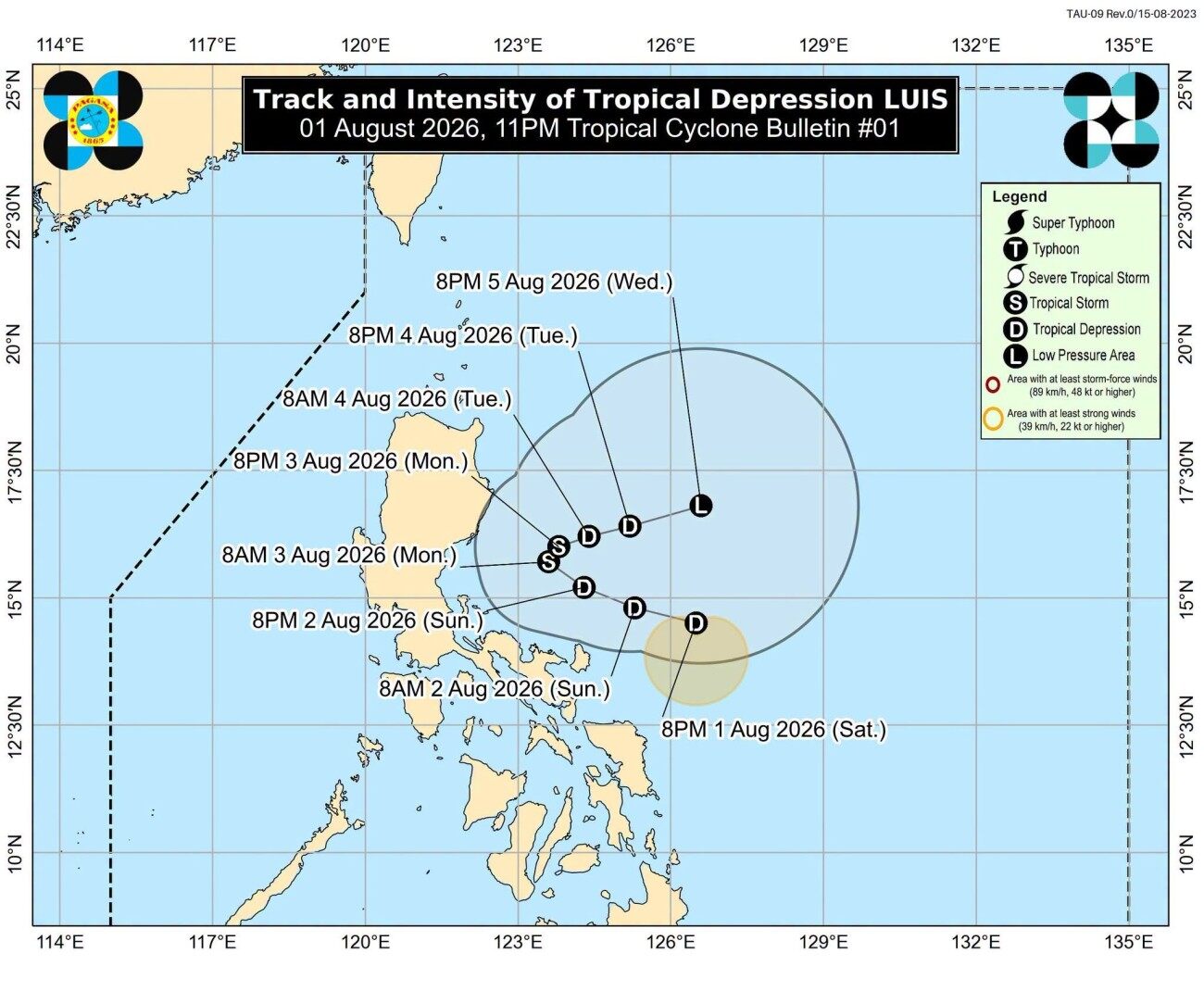 Tropical Depression Luis moves west; 3 Luzon areas under Signal No. 1