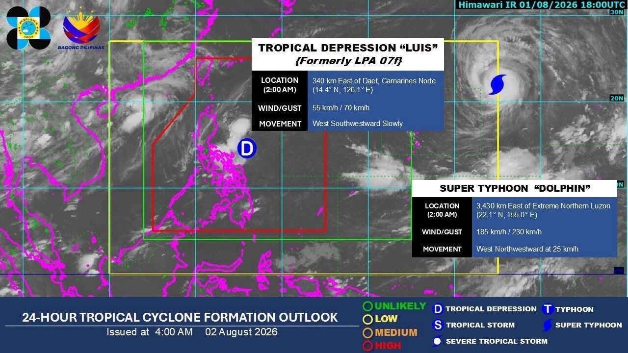 TD Luis slightly intensifies; Signal No. 1 up over parts of Bicol, Polillo Islands