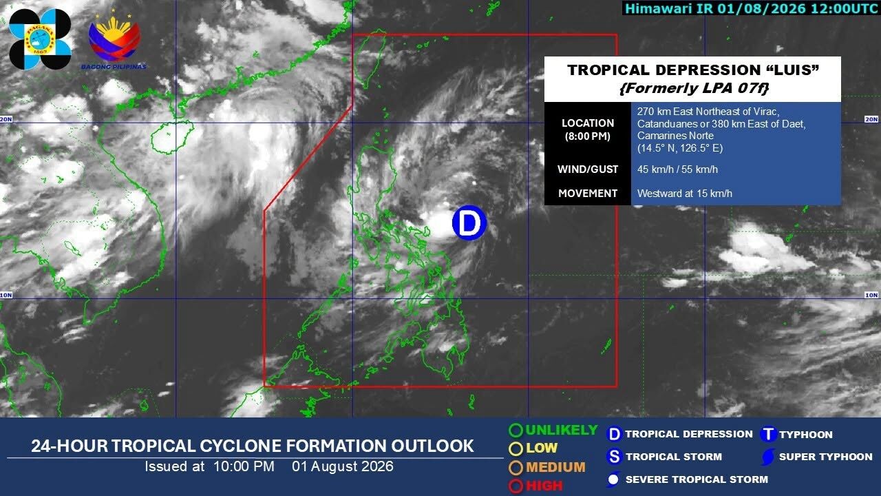 Tropical Depression Luis forms east of Infanta, Quezon