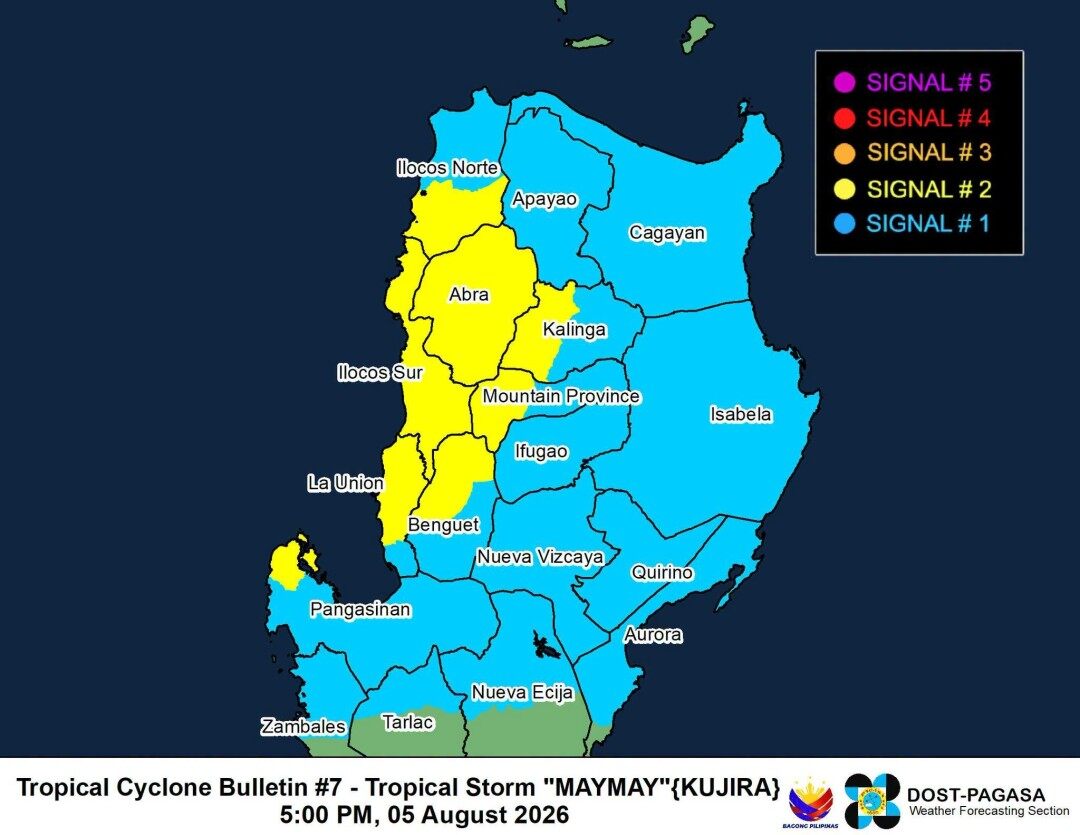 Signal No. 2 raised by PAGASA in parts of Luzon due to Tropical Storm Maymay