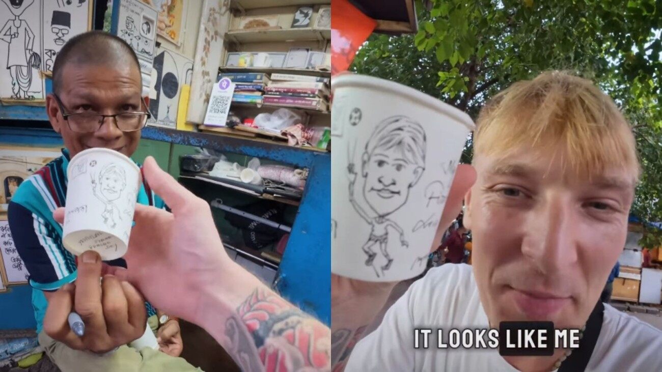 WATCH: US Man Visits Kolkata Tea Shop, Gets Coffee And A Caricature For Just Rs 80!