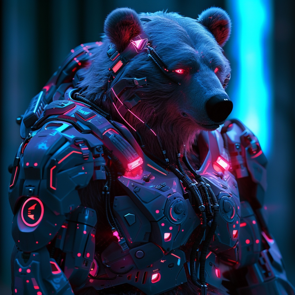 Cyberpunk Cyborg Armored Bear