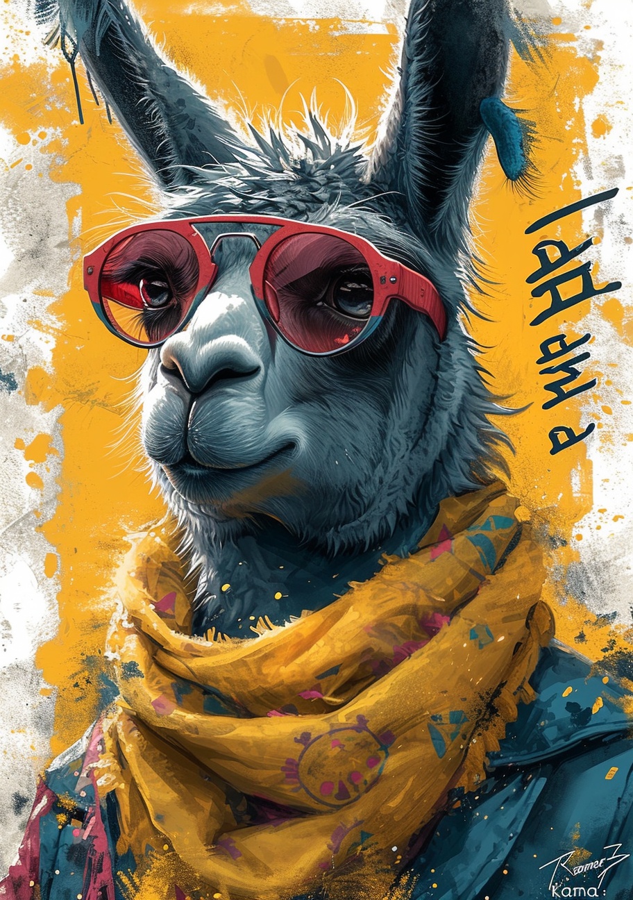 Stylish Cool Llama Portrait — Pets