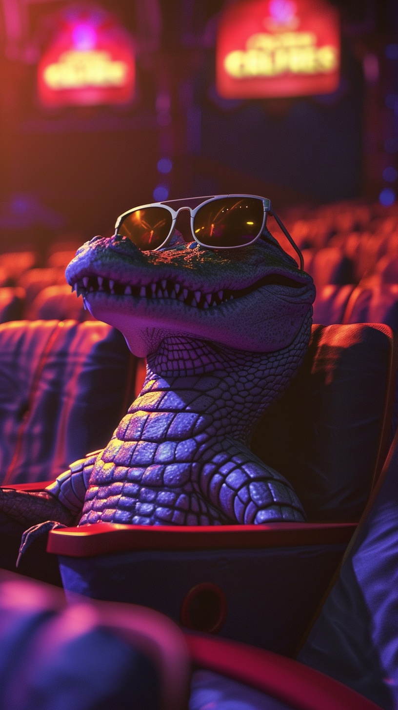 Cool Crocodile at Movie Theater — Pets