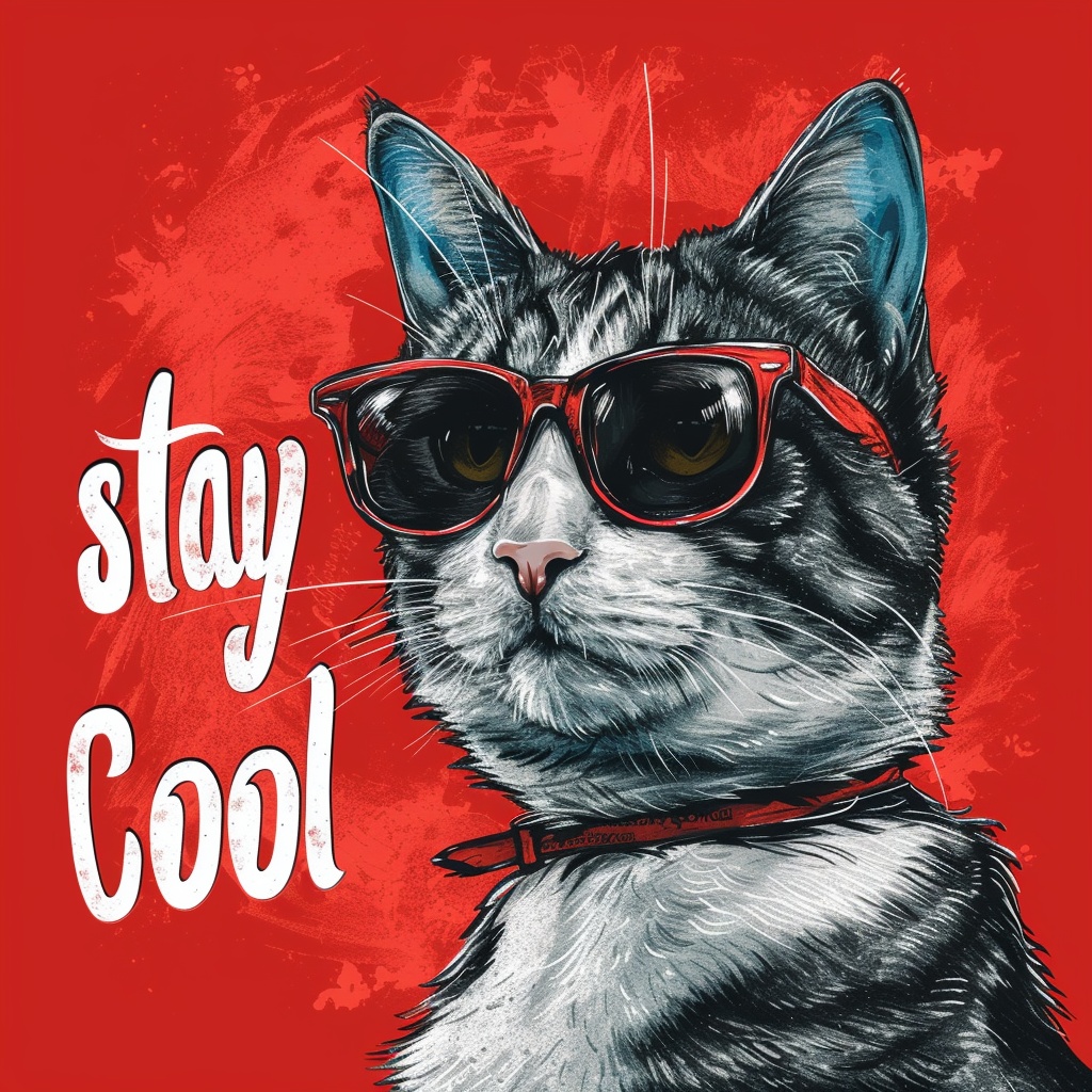 Stay Cool Cool Cat Illustration — Illustrations
