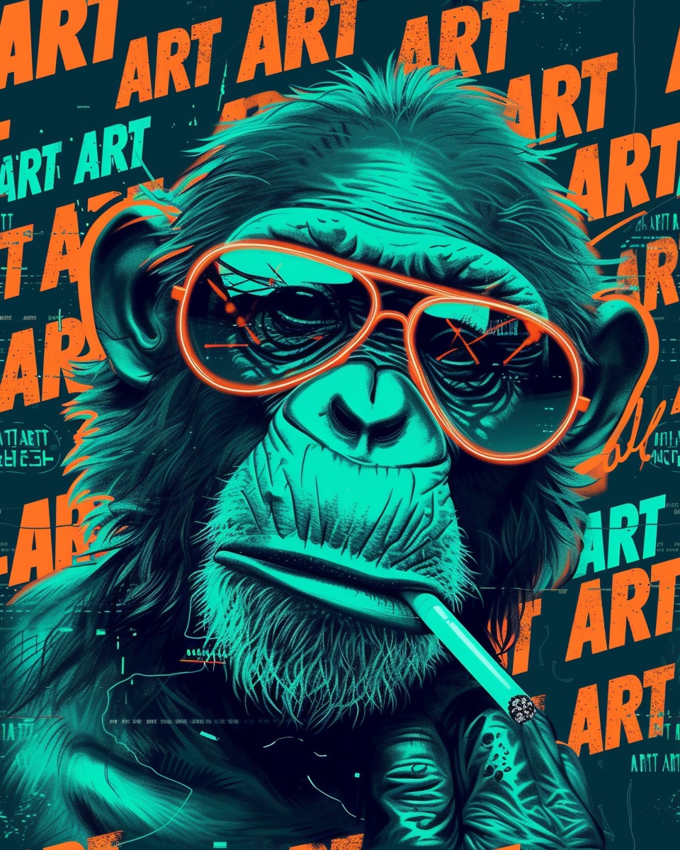 Cool Chimpanzee Pop Art — Illustrations