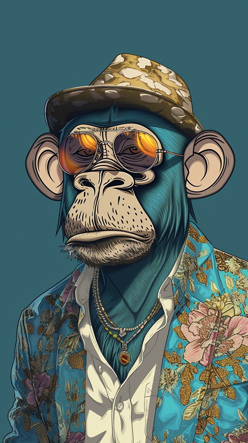 Stylish Dressed Chimpanzee Portrait — People