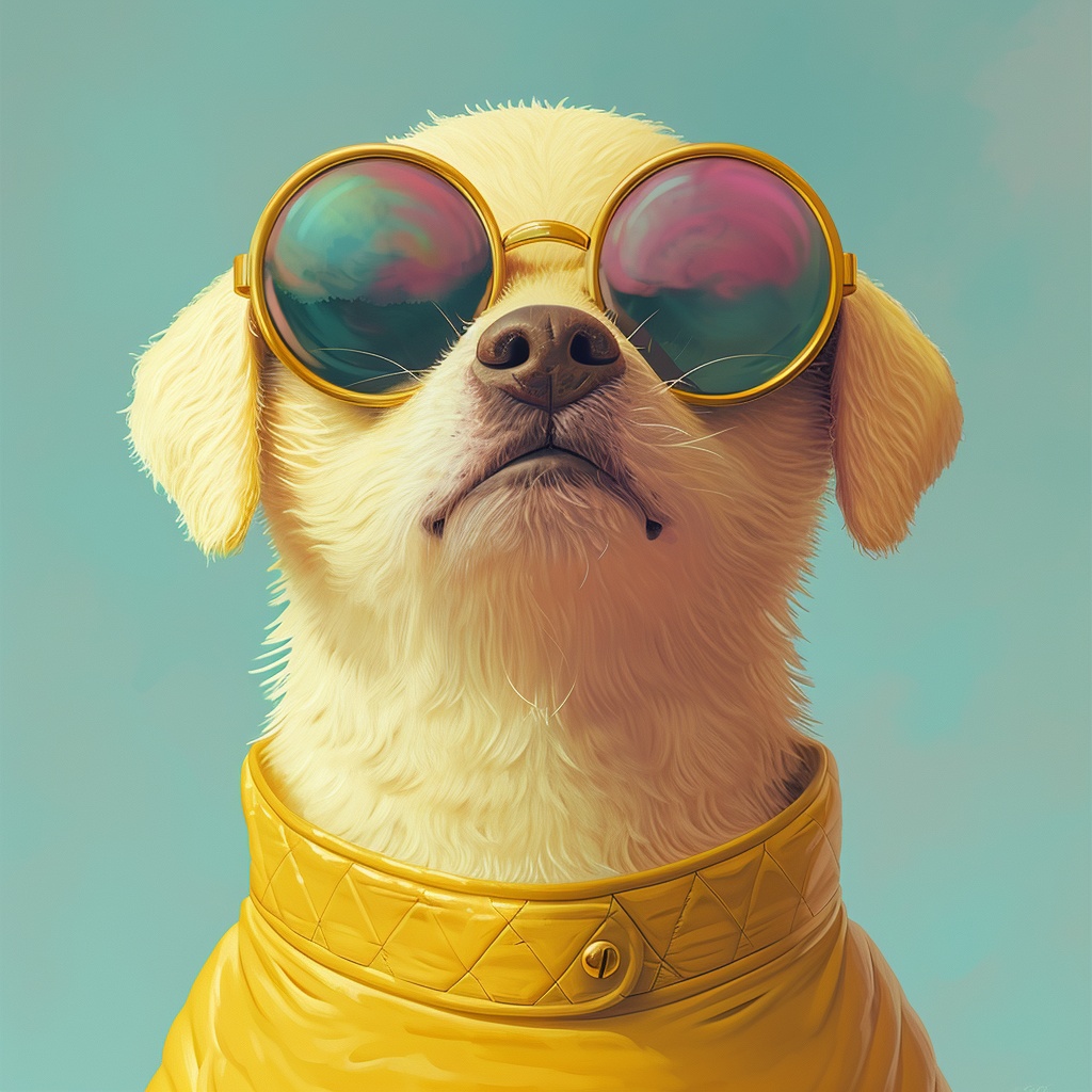 Stylish Yellow Dog Wearing Sunglasses — Pets