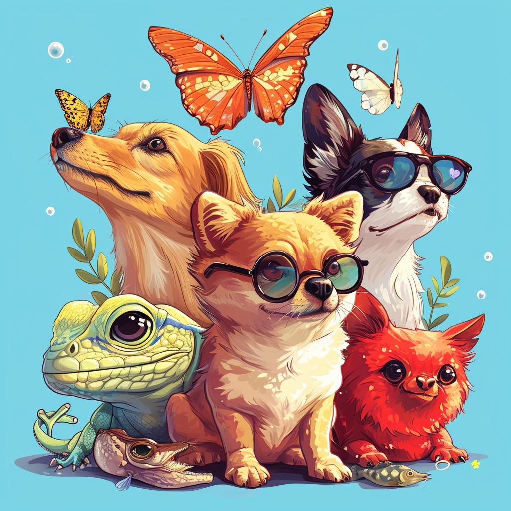 Cute Group of Diverse Animals
