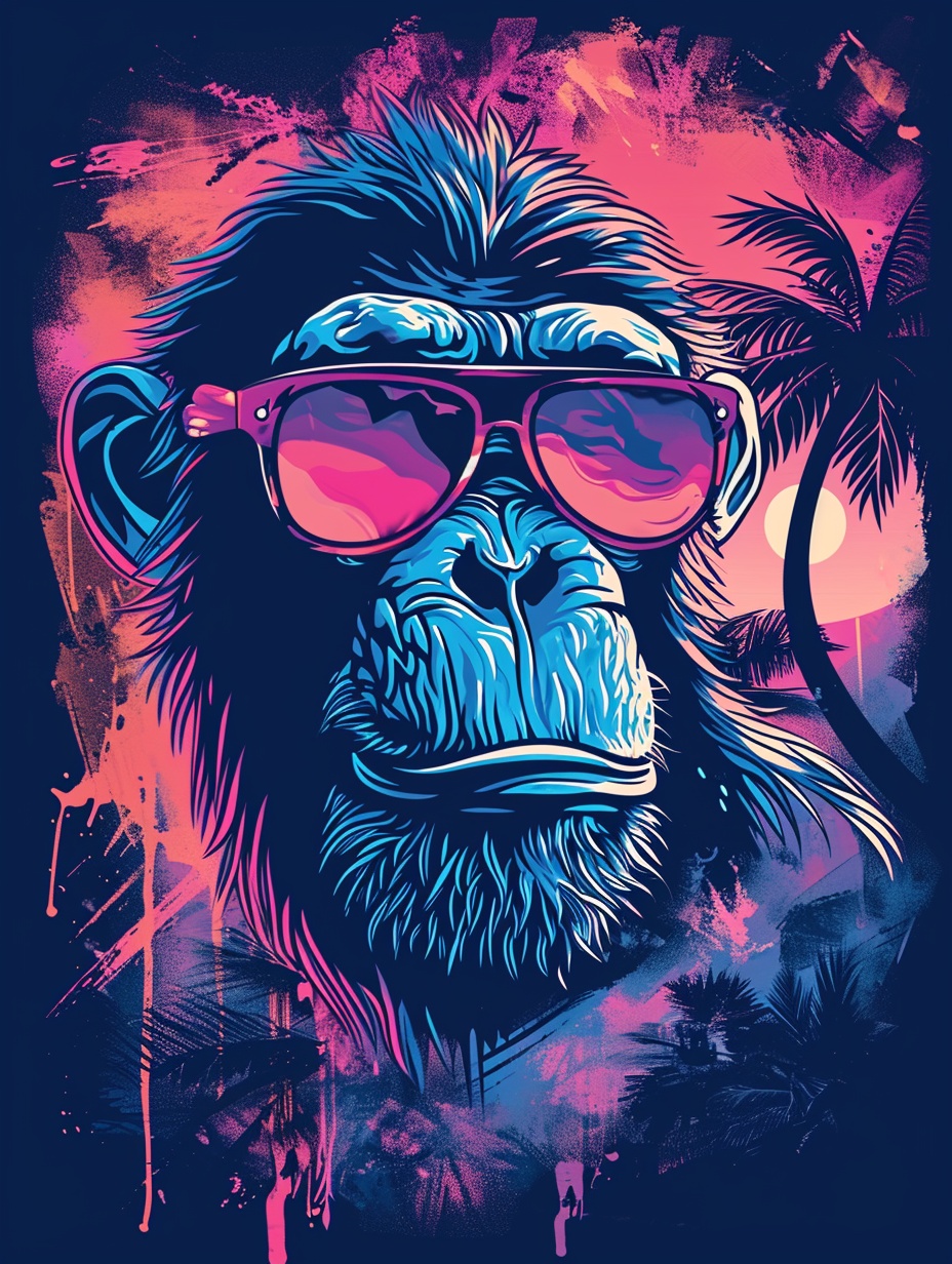 Cool Monkey with Sunglasses at Tropical Sunset — Encyclopedia
