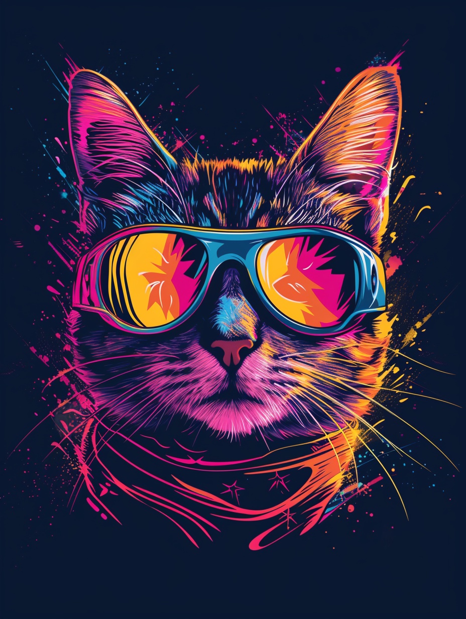 Cool Cat Wearing Retro Sunglasses