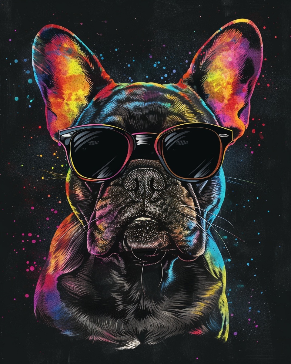 Cool French Bulldog Wearing Sunglasses — Illustrations