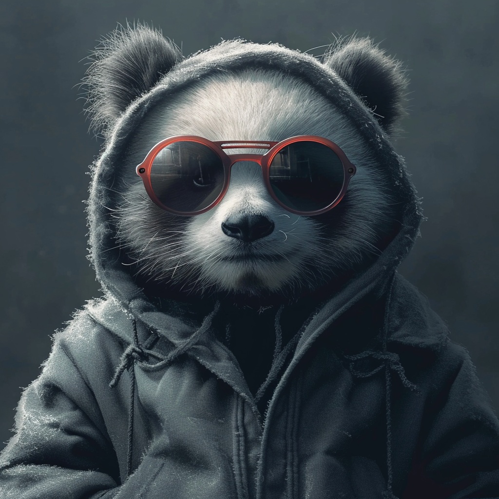 Cool Panda in Hoodie and Sunglasses — Pets