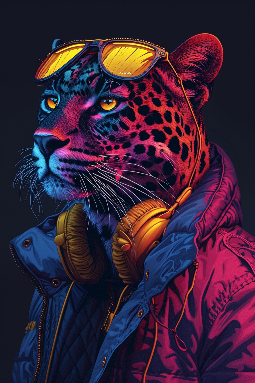 Cool Stylish Anthropomorphic Leopard — Illustrations