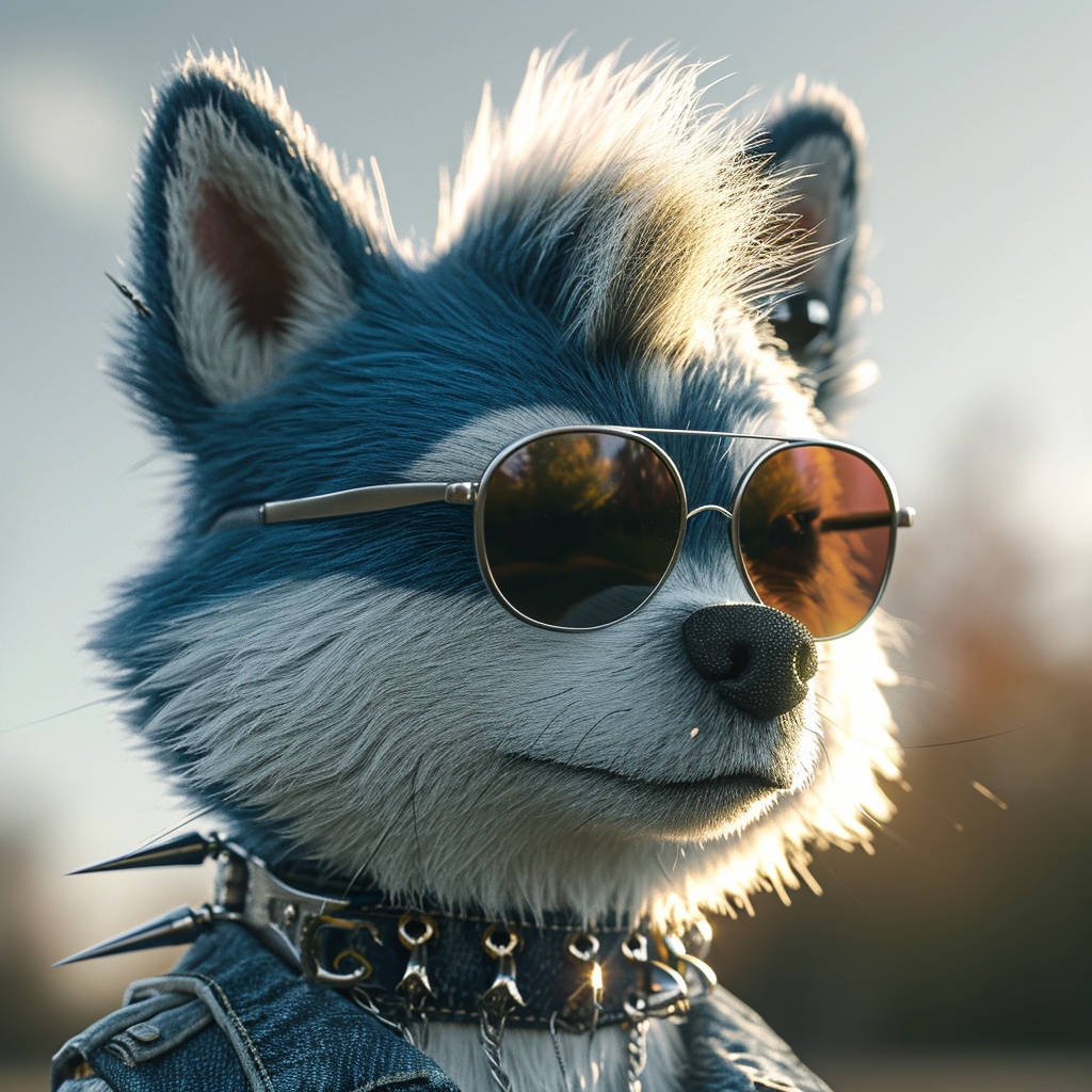 Cool Punk Anthropomorphic Blue Wolf — Pets