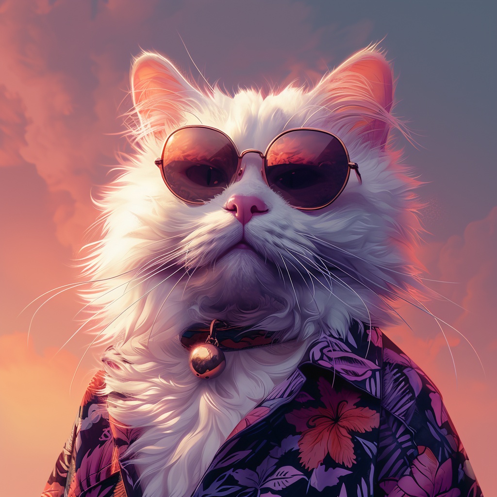 Cool Cat in Sunglasses and Hawaiian Shirt — Pets