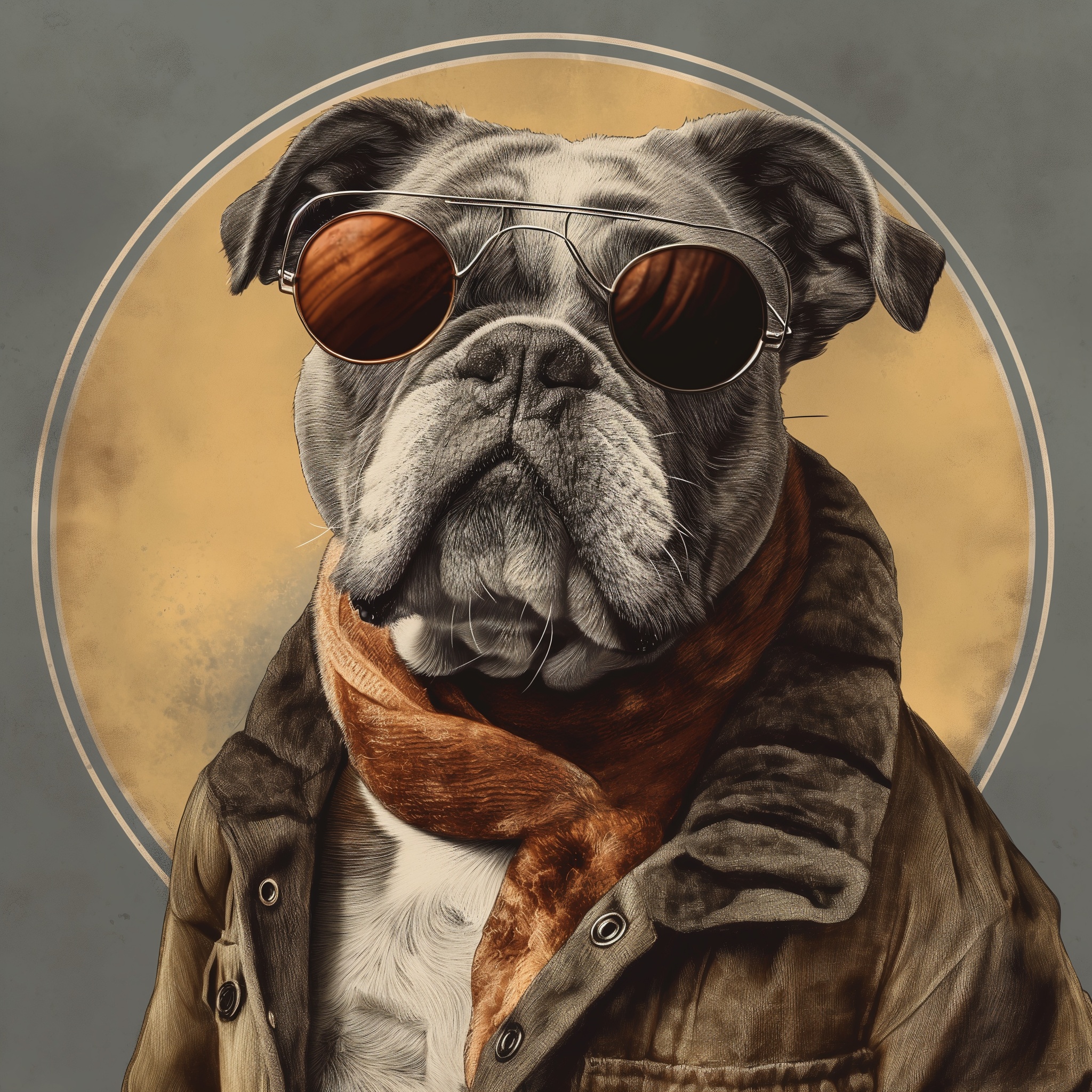 Stylish Dressed Bulldog Portrait