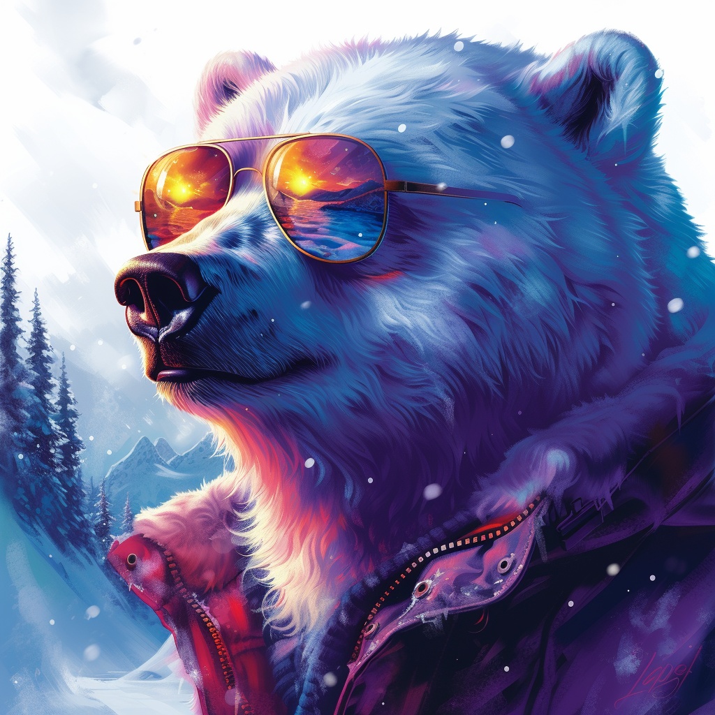 Cool Polar Bear in Snowy Landscape