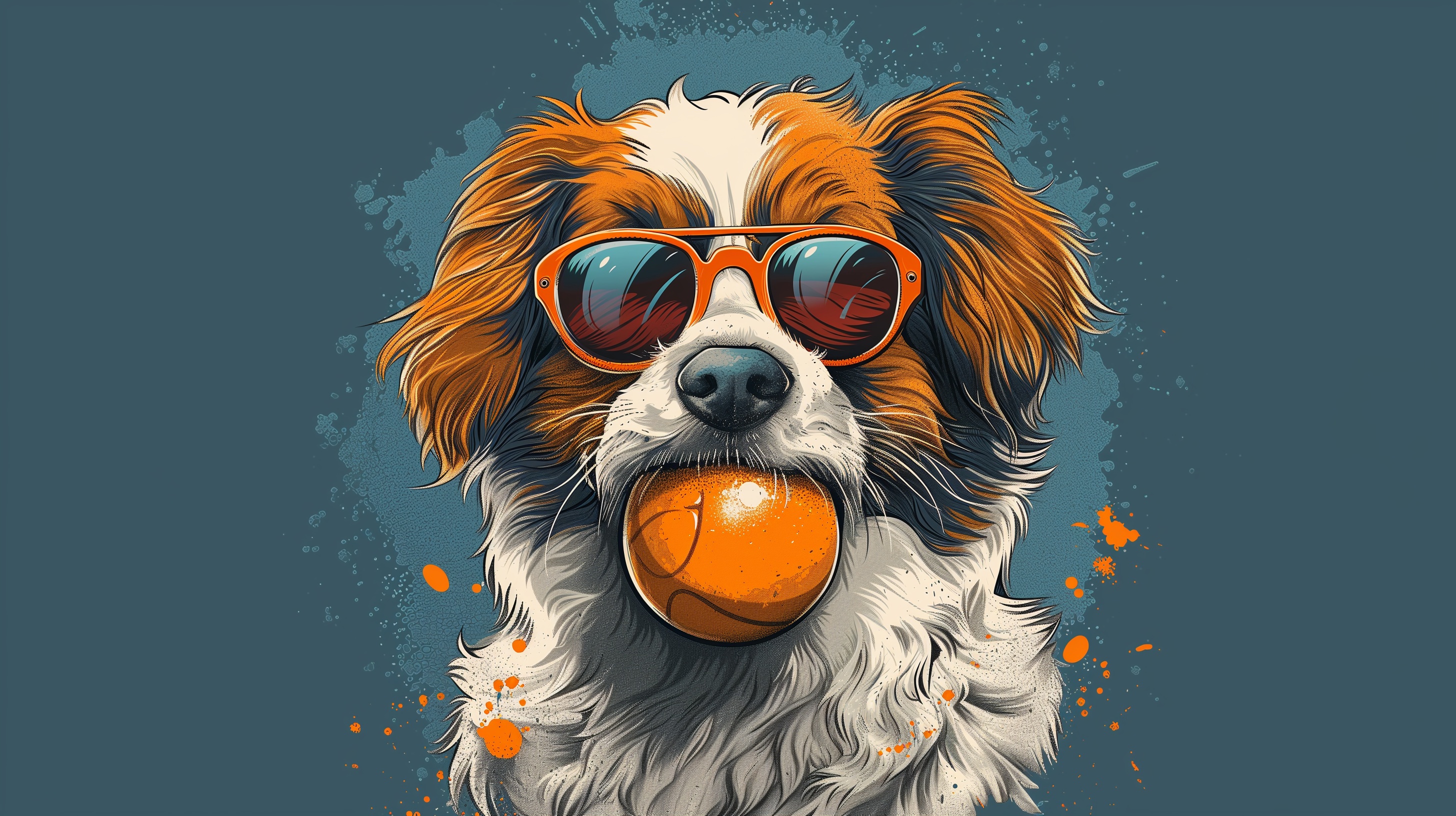 Cool Dog With Sunglasses And Tennis Ball