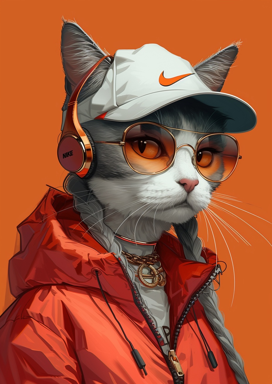Streetwear Anthropomorphic Cat Portrait — Illustrations