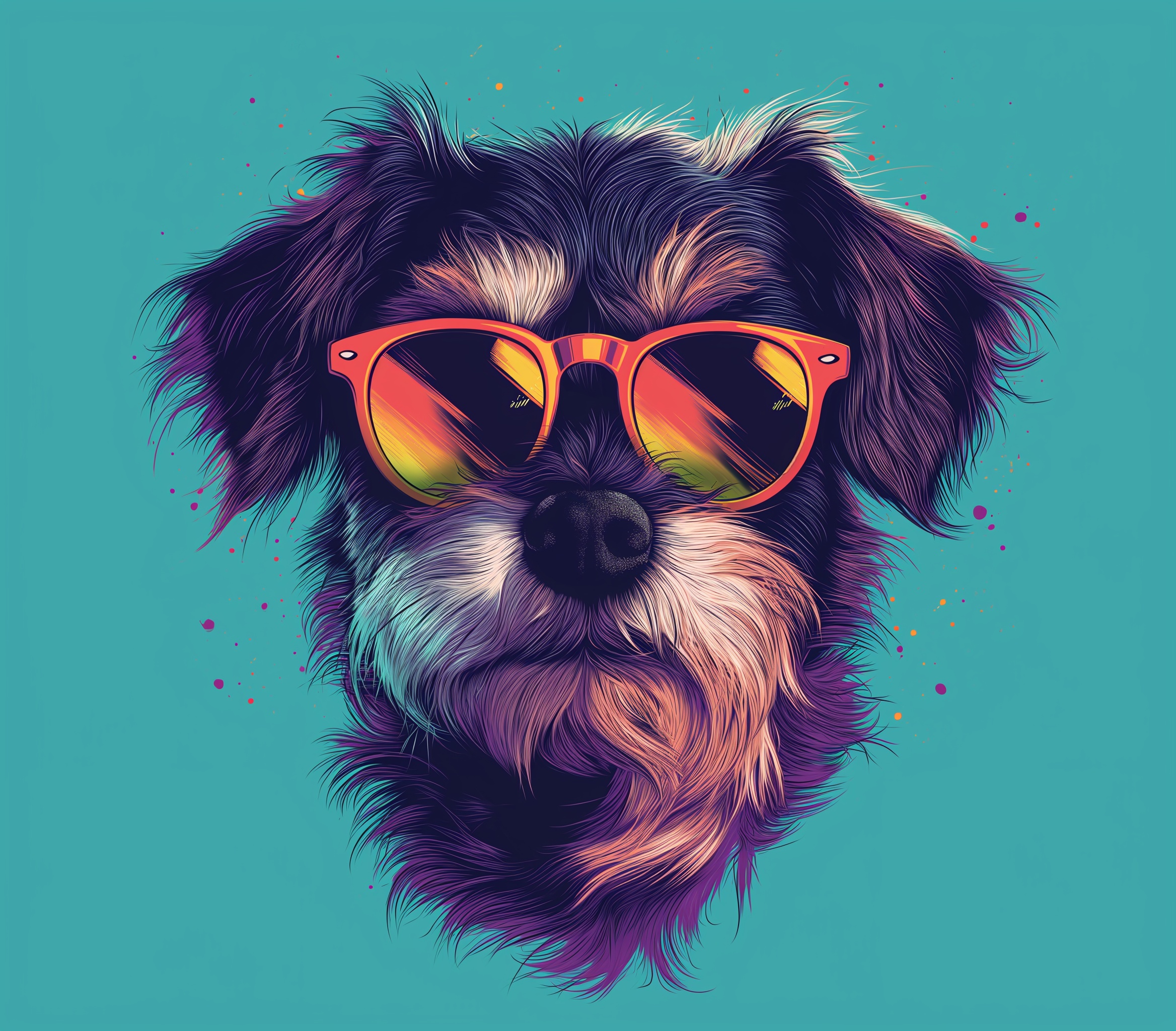 Shaggy Dog Wearing Retro Sunglasses — Illustrations