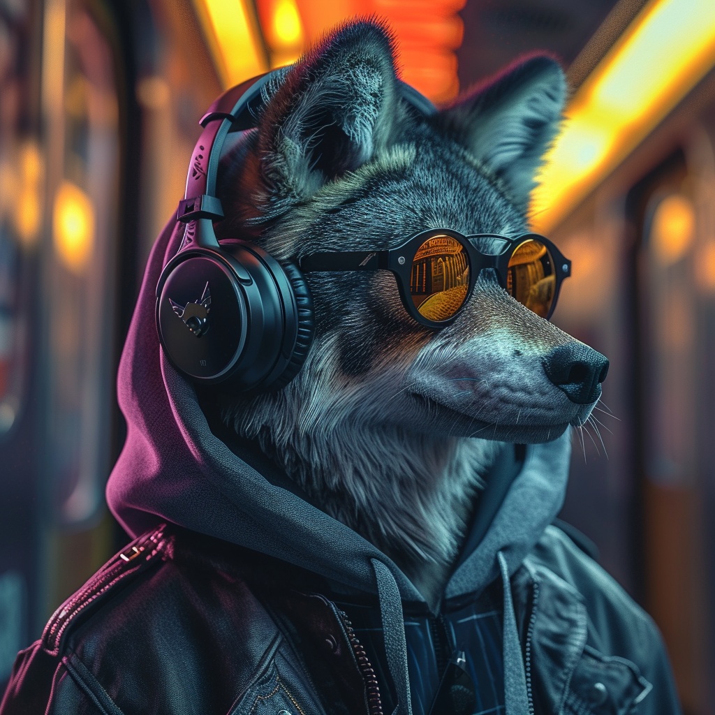 Cool Wolf in Urban Streetwear — Images