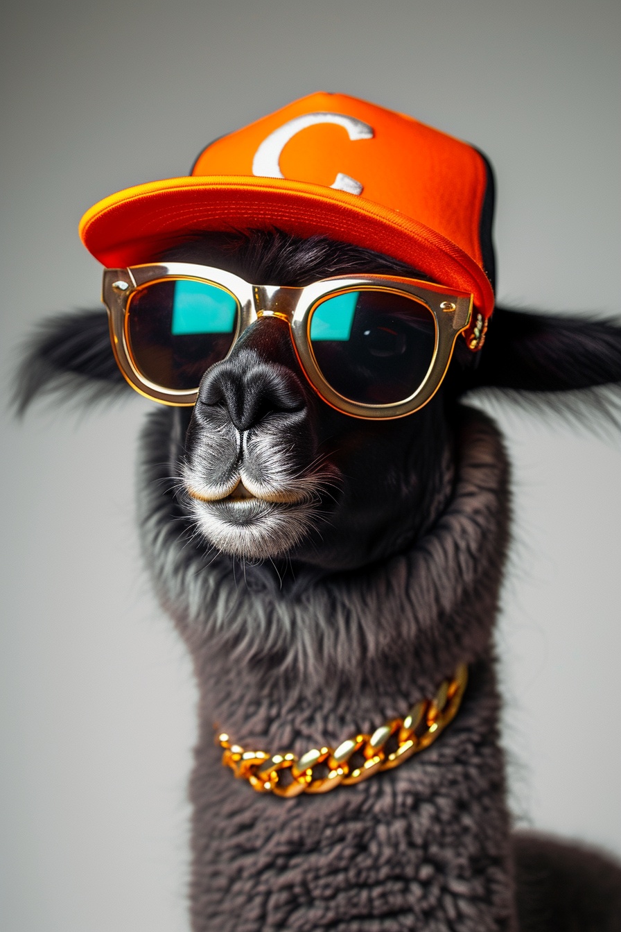 Stylish Llama in Hip Hop Outfit — Pets
