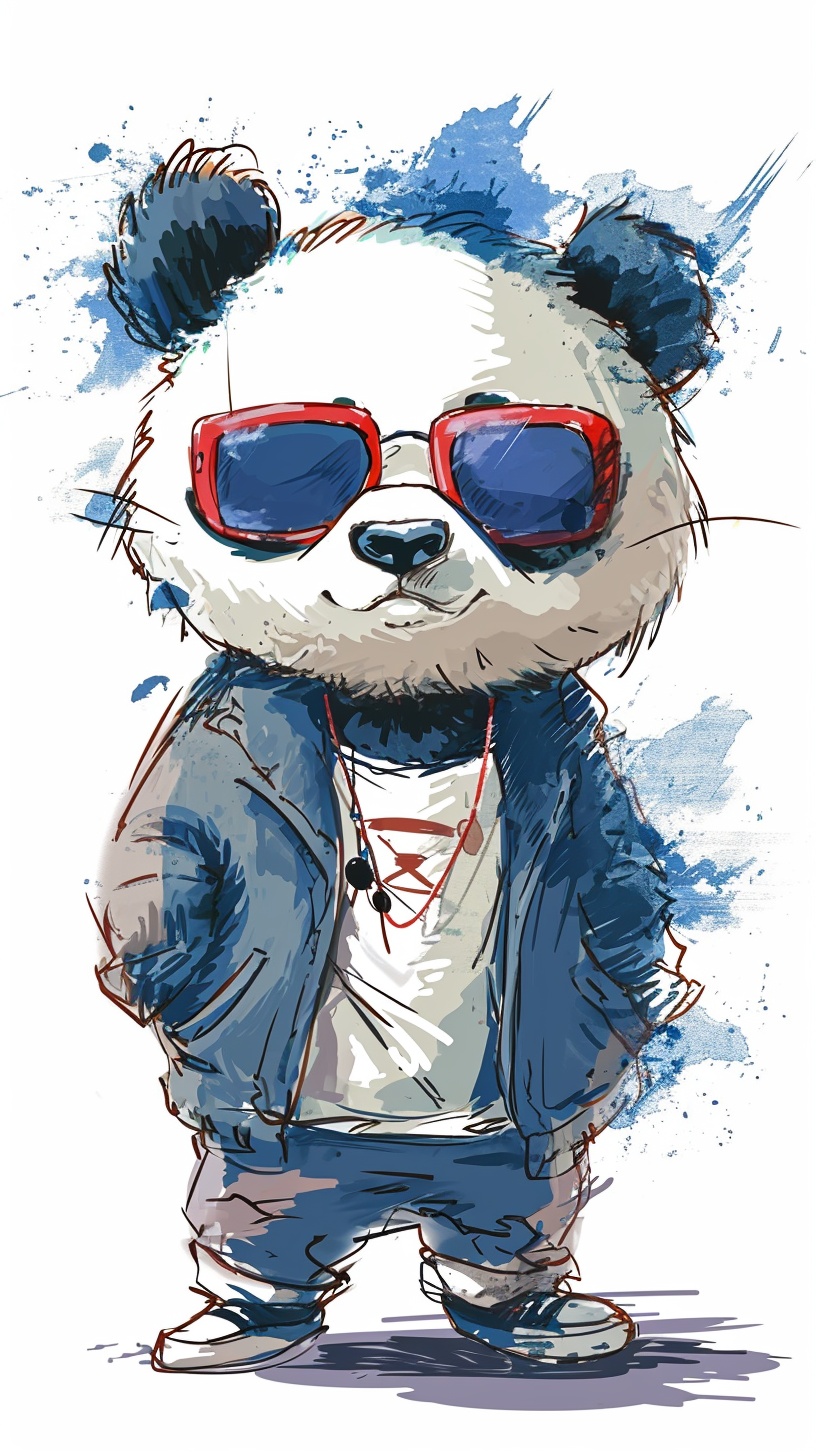 Stylish Hipster Panda — Illustrations