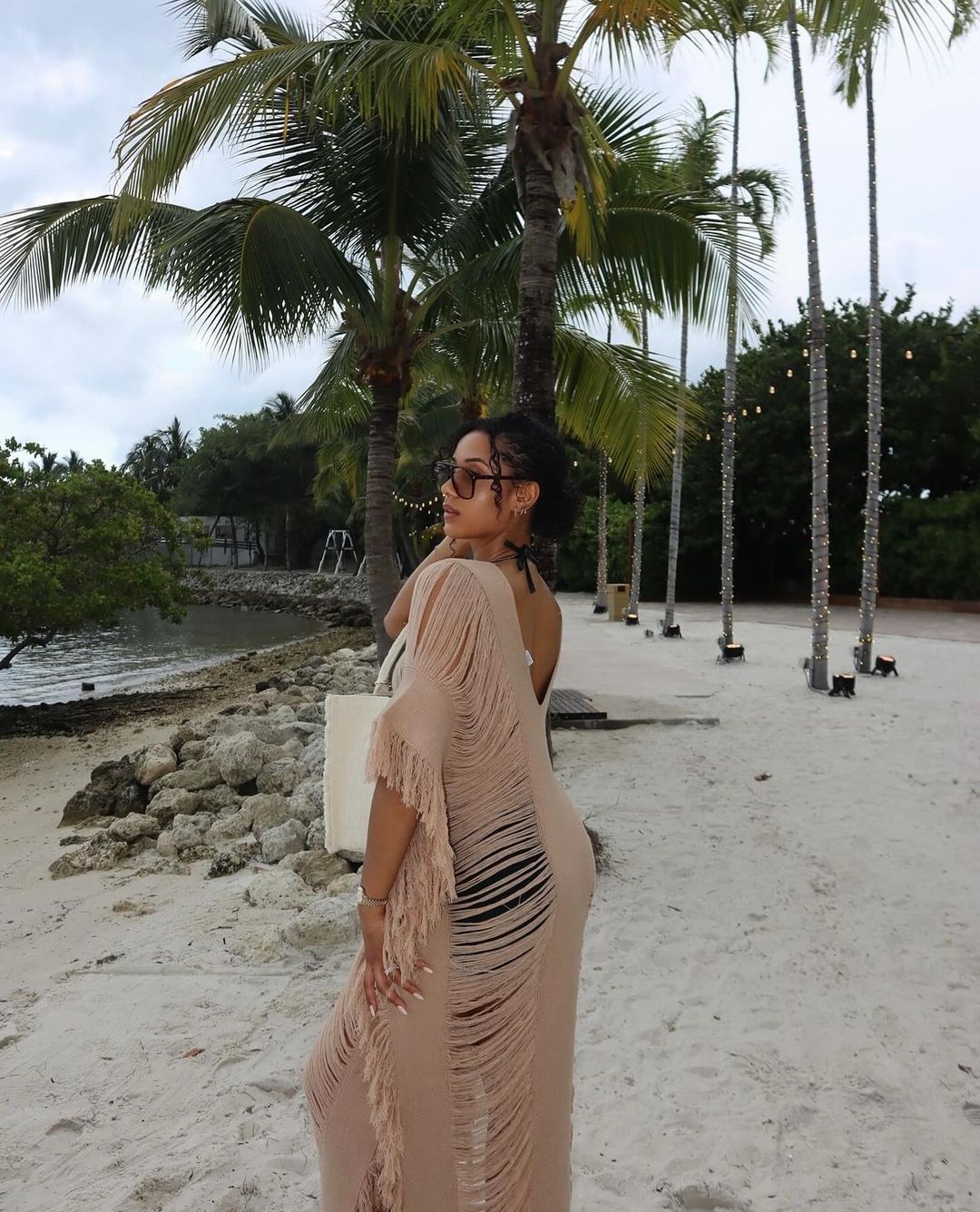 Woman Posing on Tropical Sandy Beach