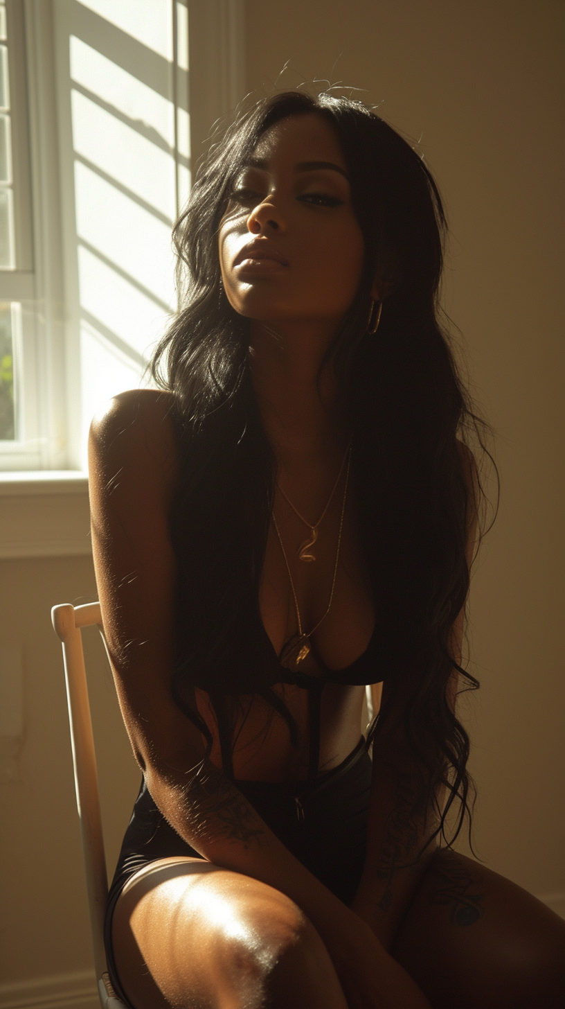 Woman by Window in Warm Sunlight