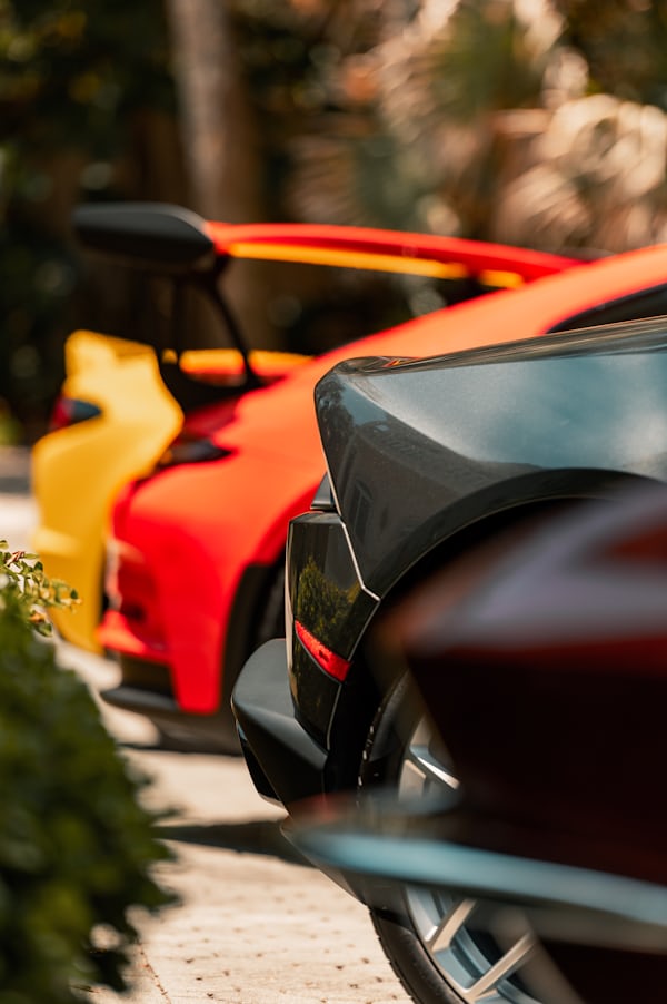 Partial View of Two Parked Sports Cars