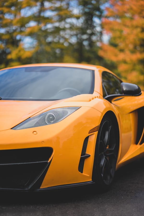 Orange Sports Car in Autumn
