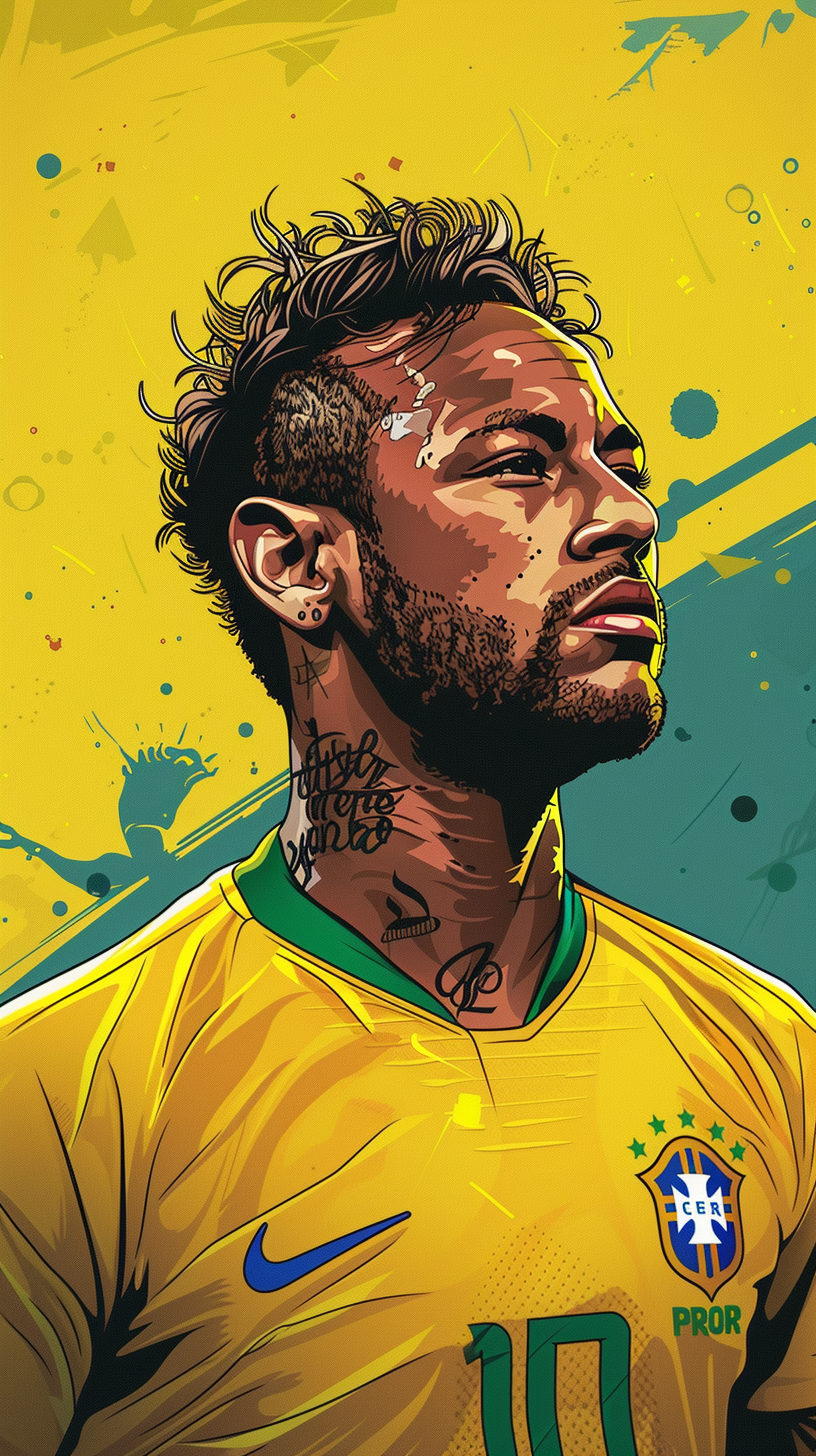 Neymar Brazil Football Portrait