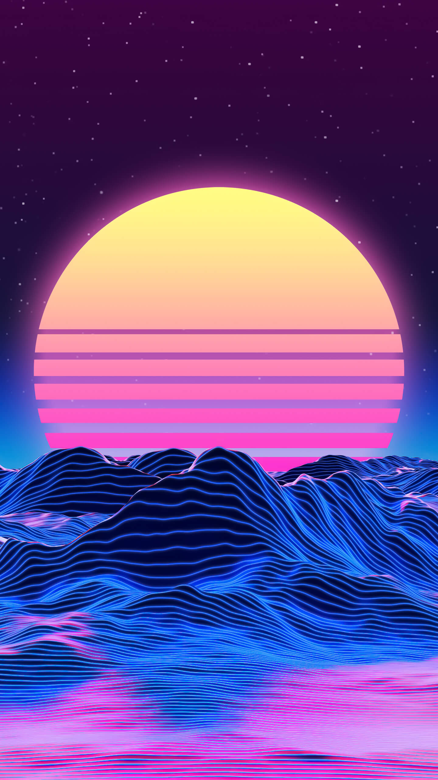 Retrowave Neon Mountain Sunset