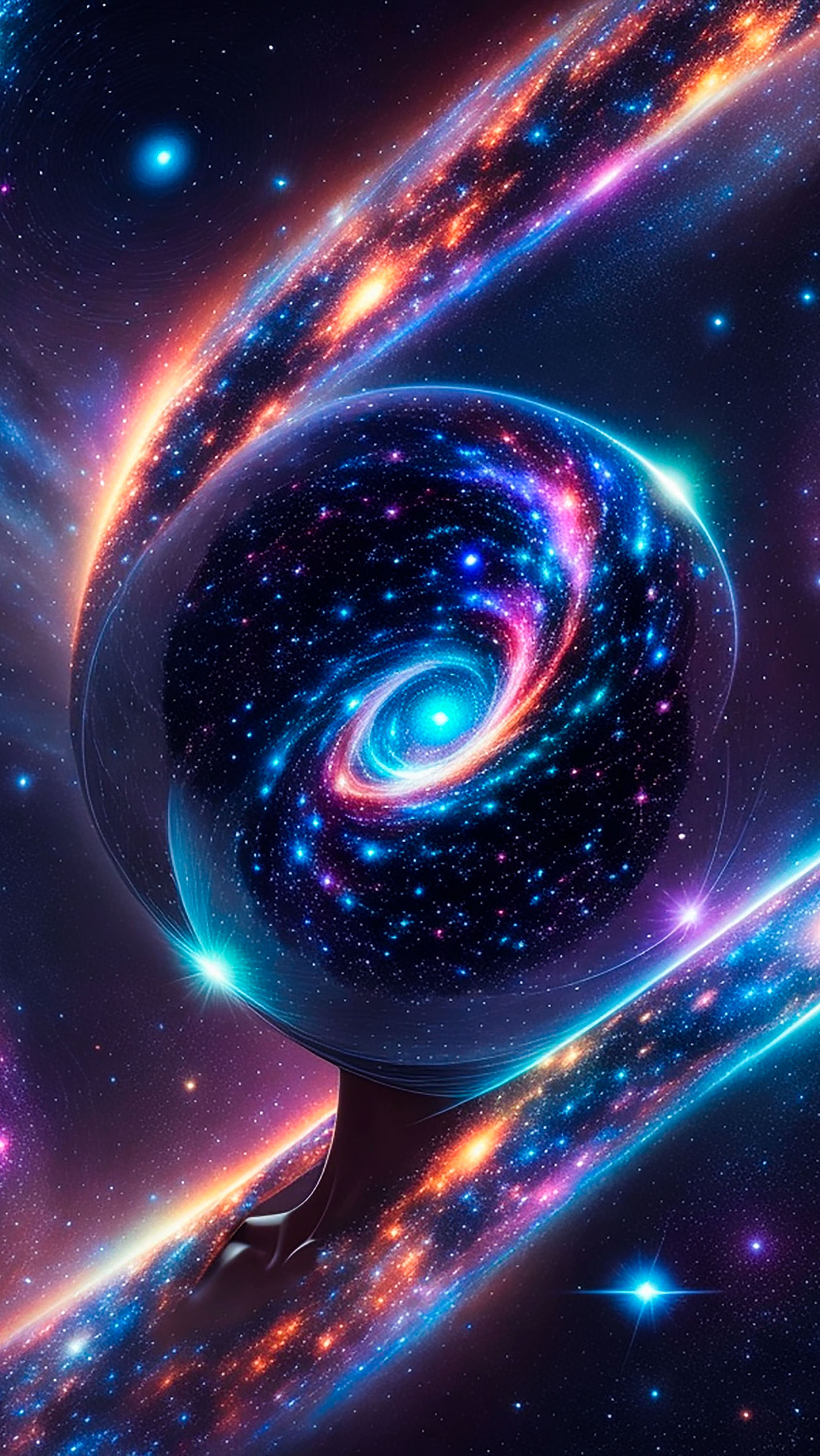Cosmic Spiral Galaxy Mind Silhouette