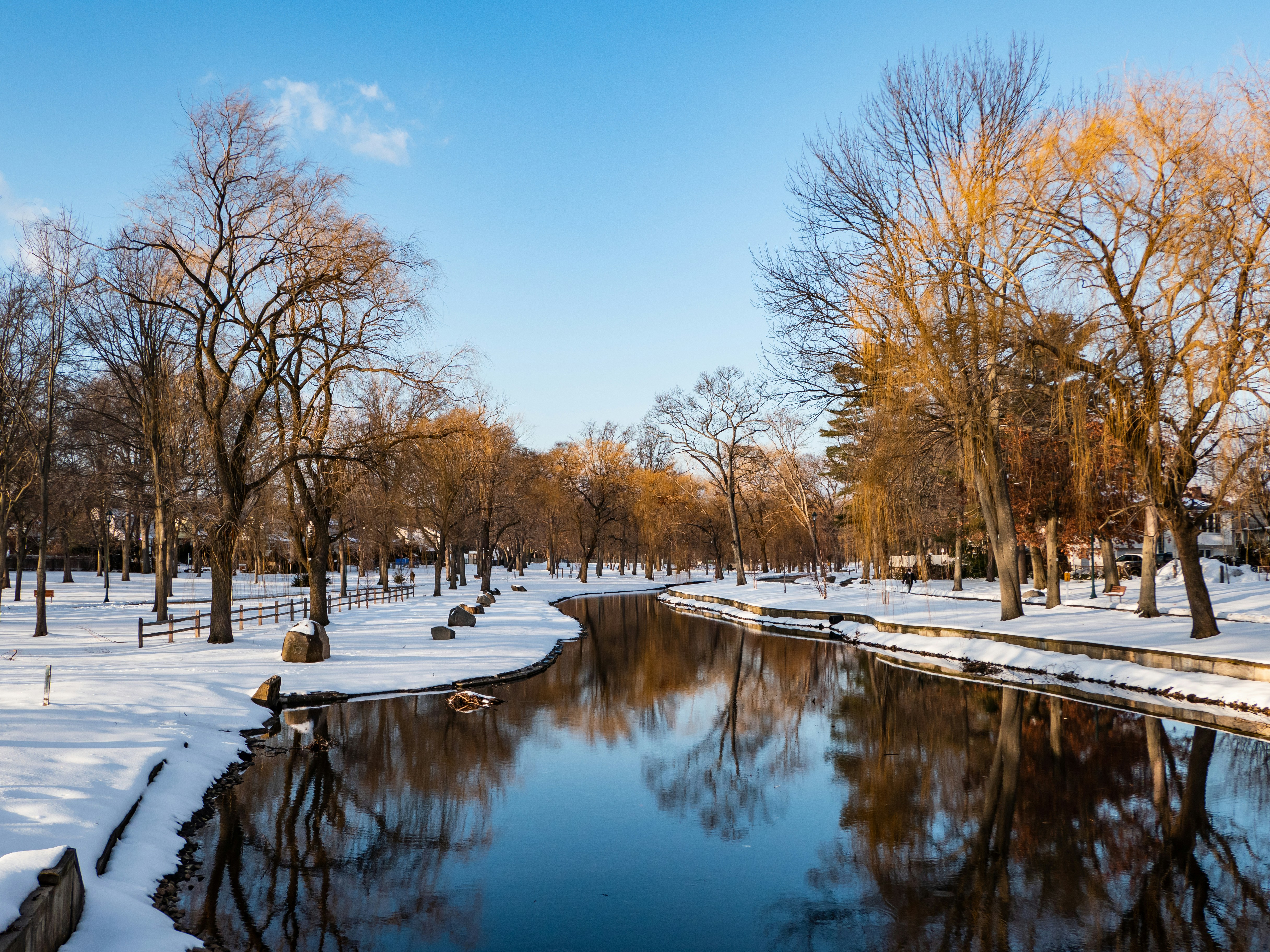 Snowy Winter Park Canal