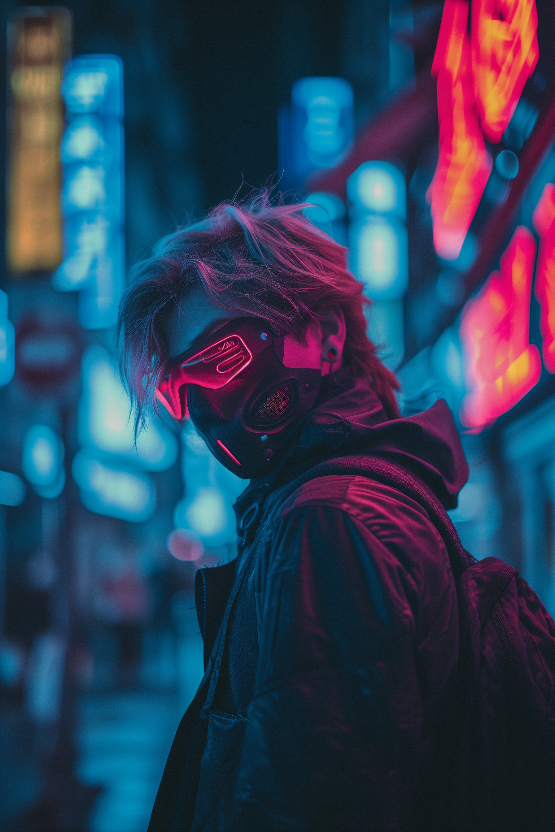 Cyberpunk Figure in Neon Night City