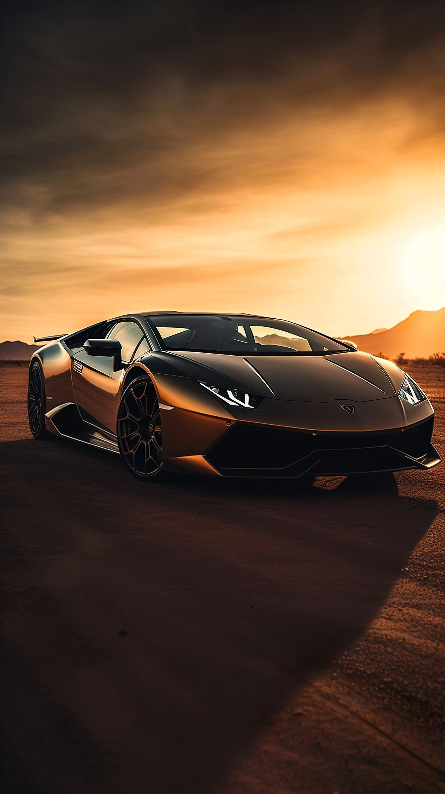 Lamborghini Supercar at Desert Sunset