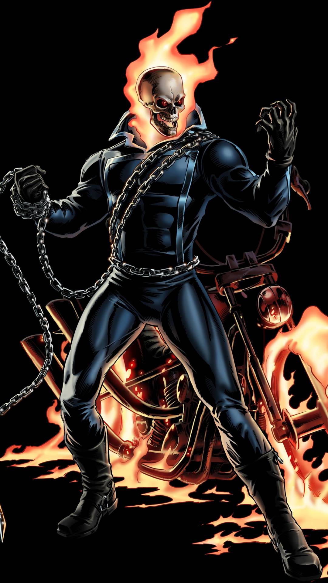 Ghost Rider with Flaming Motorcycle
