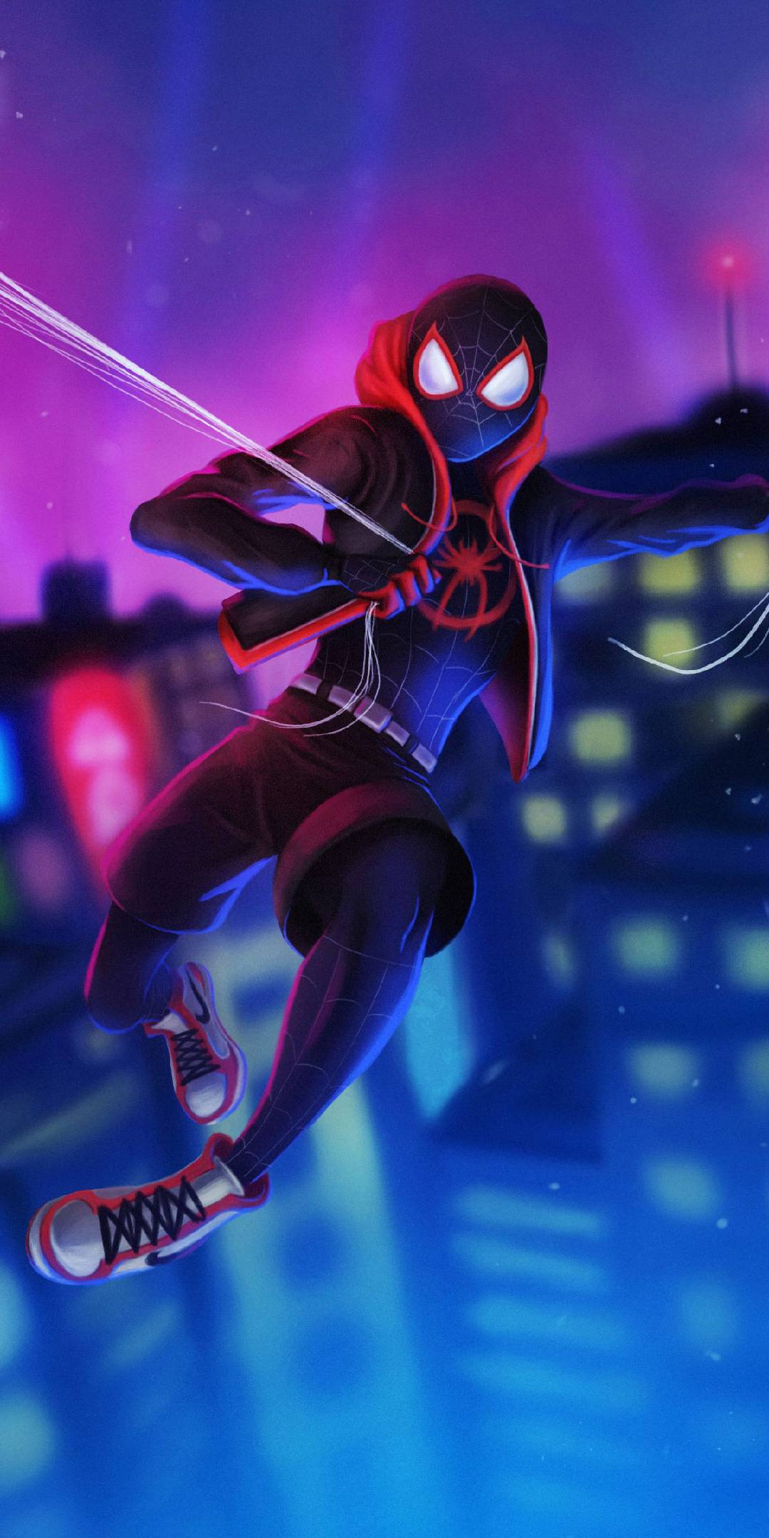 Spider-Man Miles Morales Swinging at Night