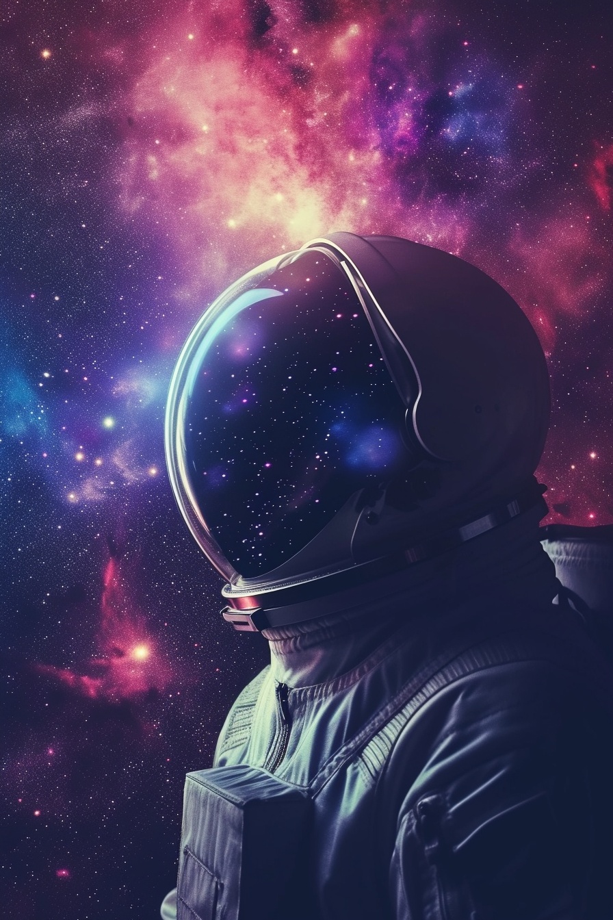 Astronaut Against Cosmic Nebula