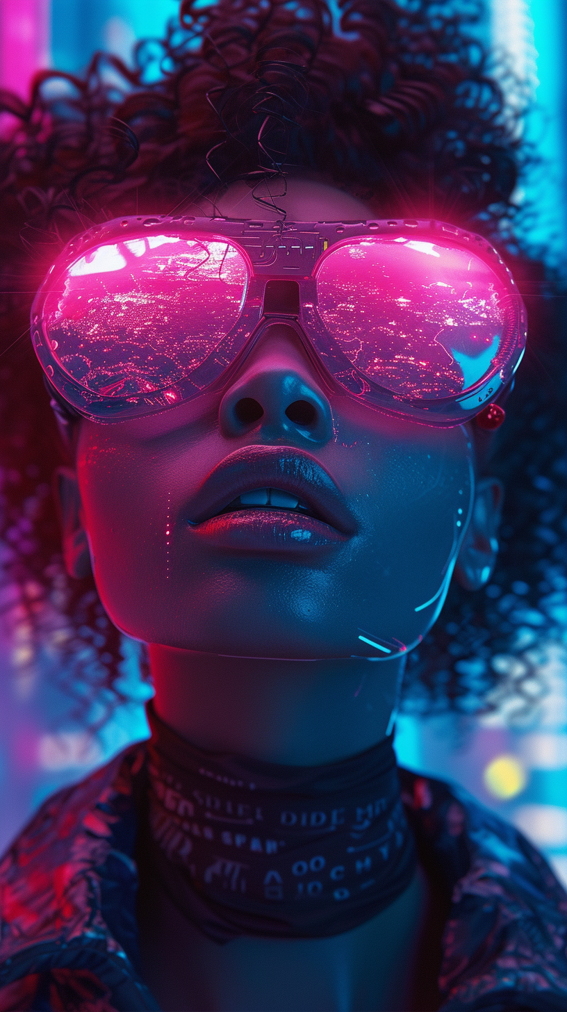 Cyberpunk Woman With Glowing Sunglasses