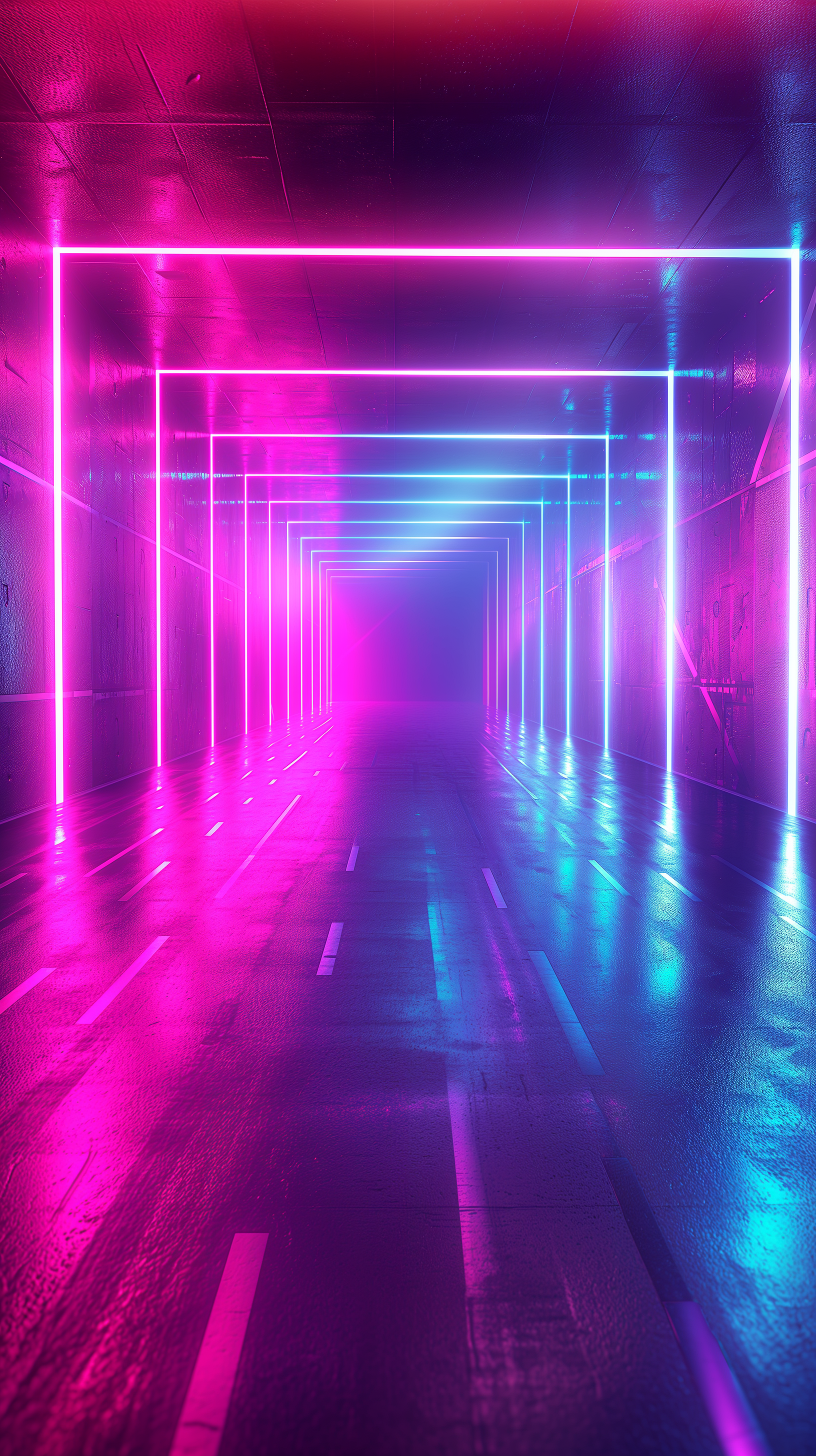 Pink Blue Neon Glow Tunnel
