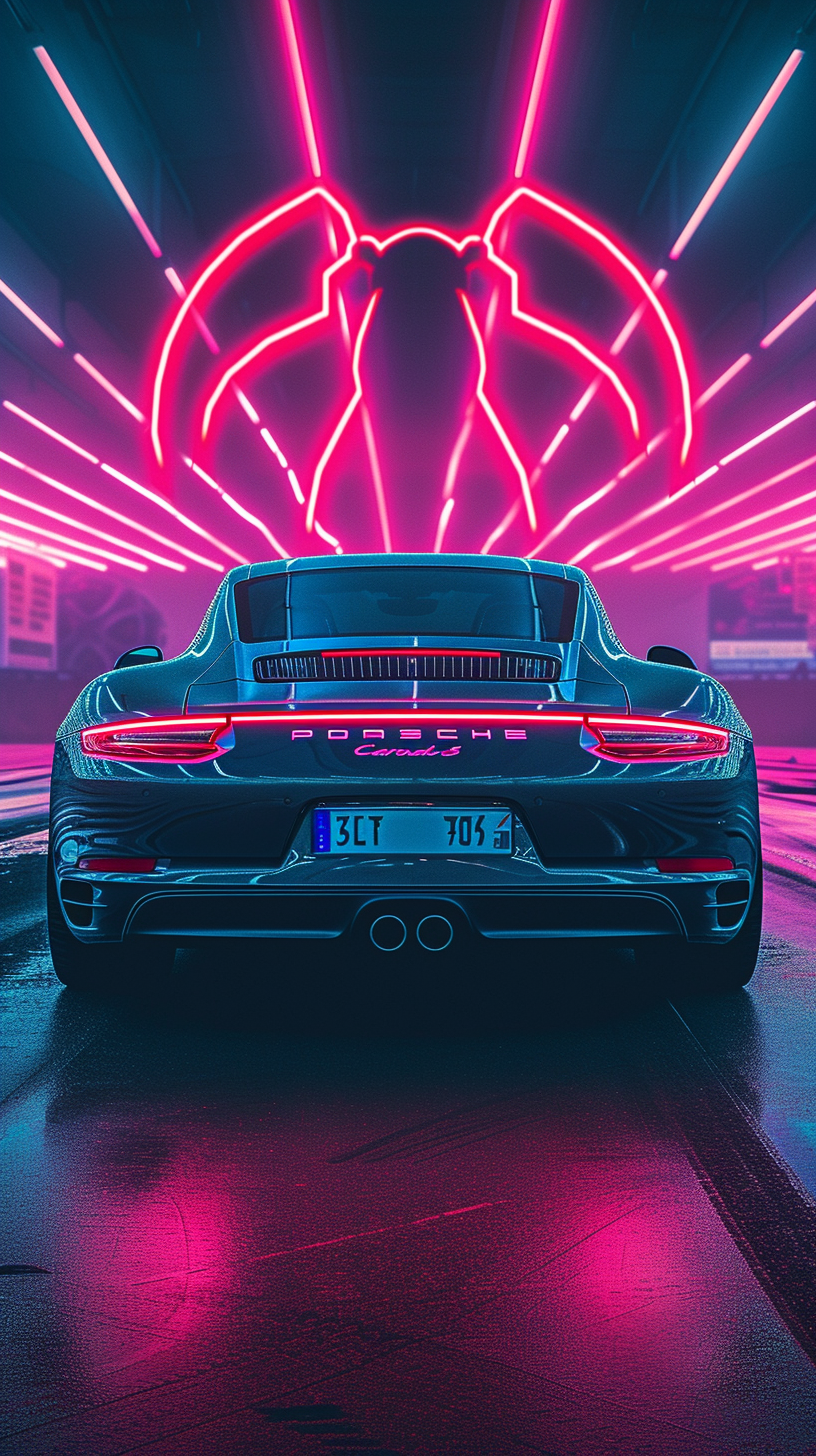 Porsche Carrera S in Neon Tunnel