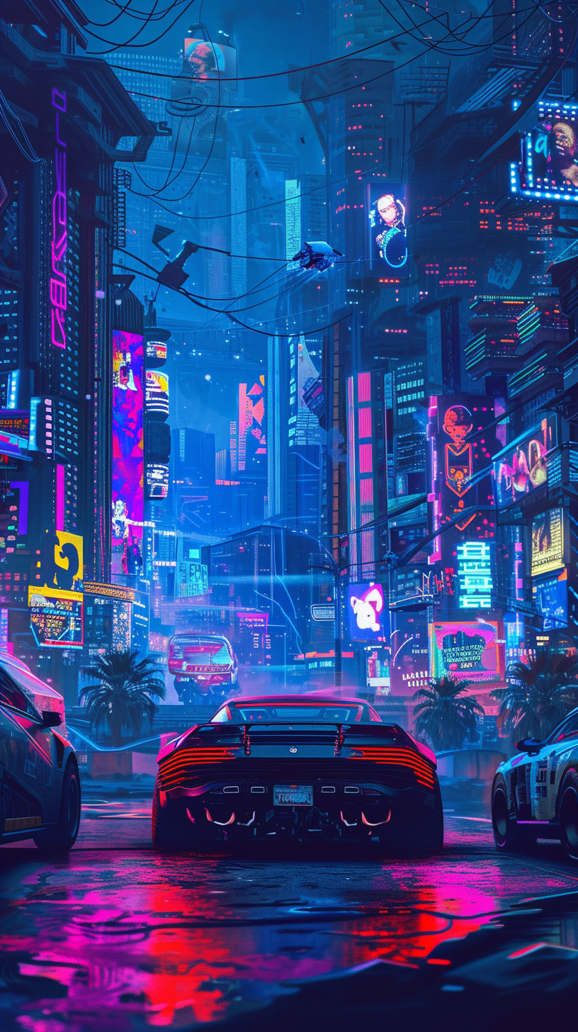 Cyberpunk City Night Street View