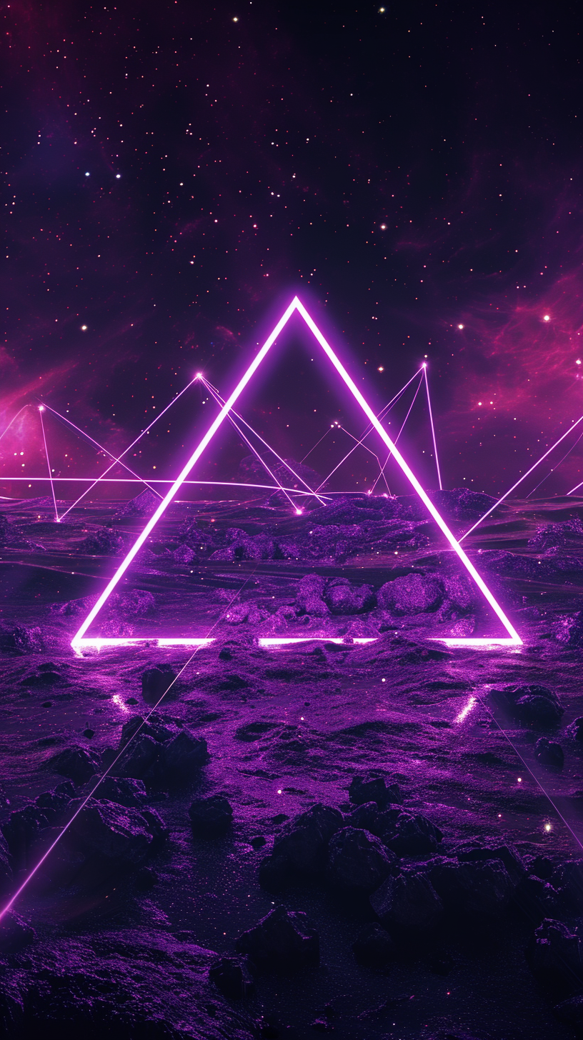 Purple Neon Triangle Space Landscape