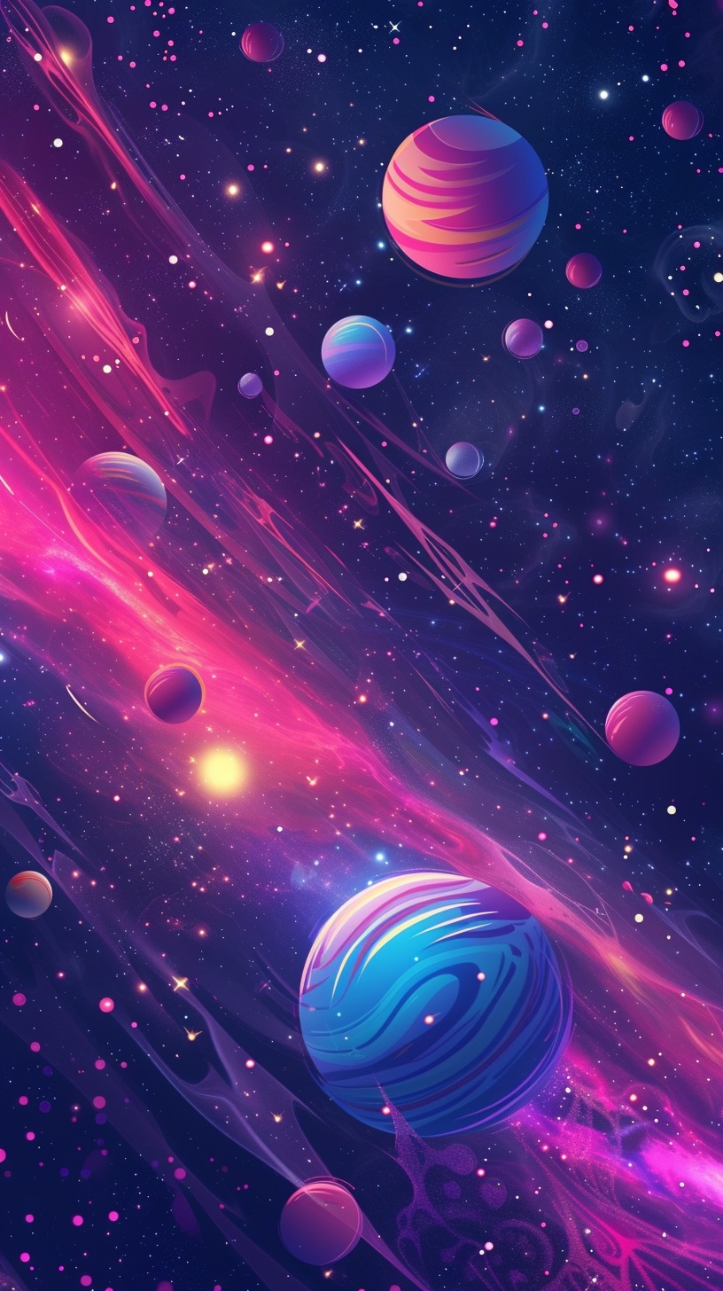 Colorful Deep Space with Planets — Desktop Wallpapers