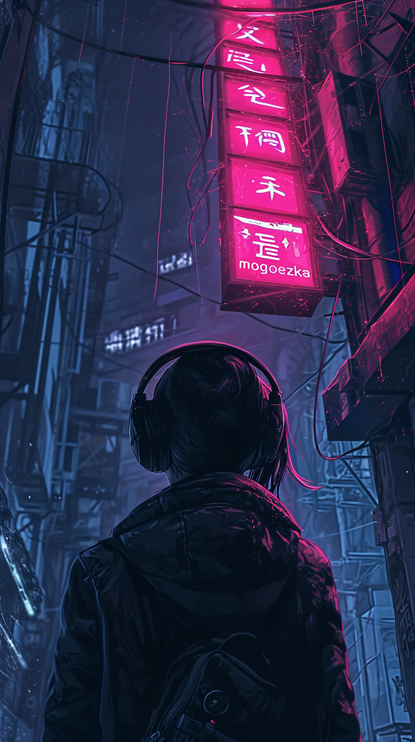 Cyberpunk Girl in Neon Alley
